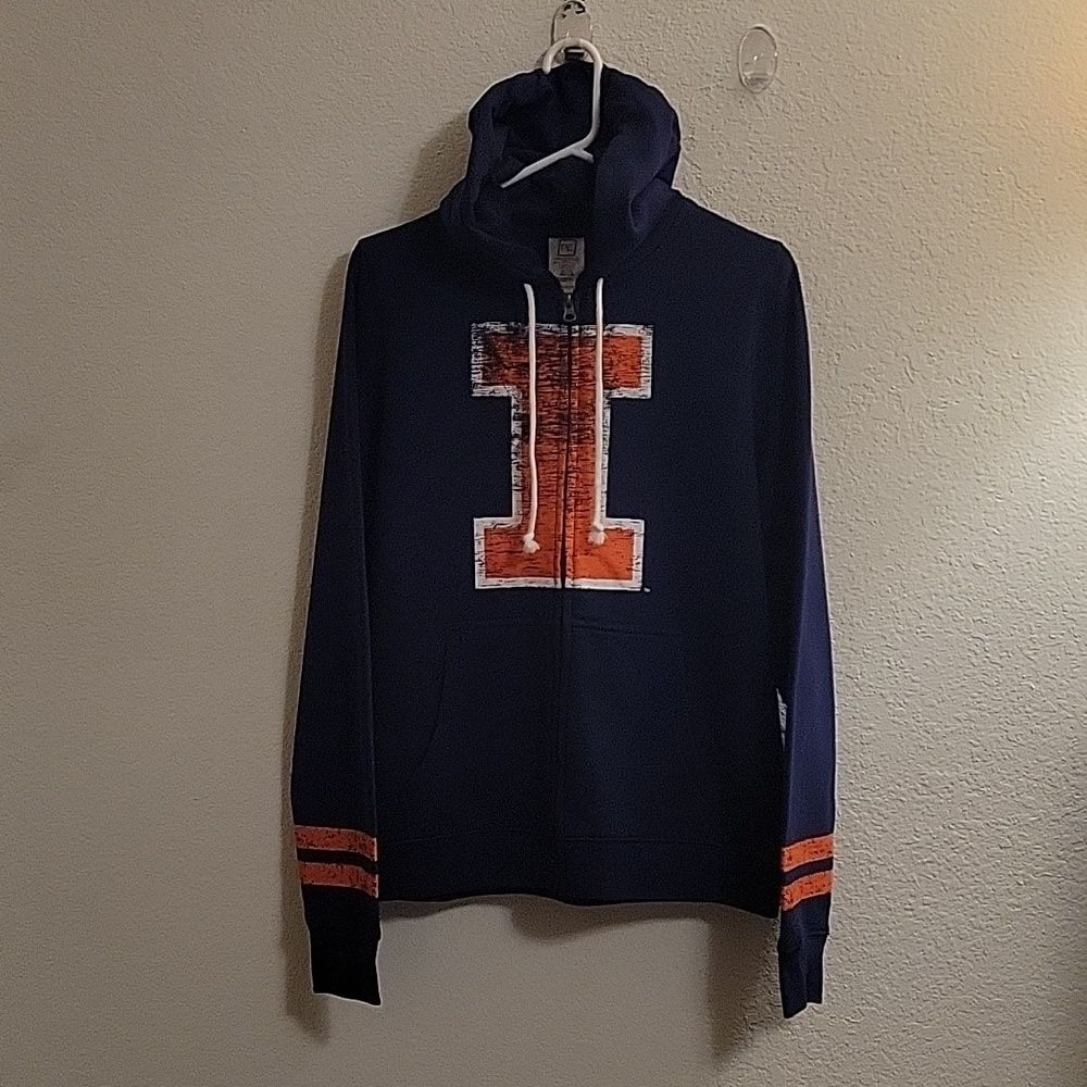 NCAA University of Illinois Full-zip Hooded Sweatshirt - Navy - Large (12-14)